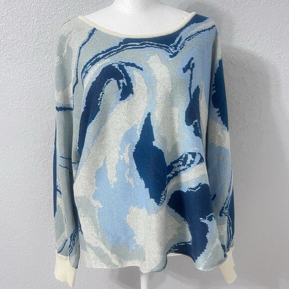 Daily Practice by Anthropologie Hazy Daze Blue Pullover Sweater Size Small - Picture 1 of 9